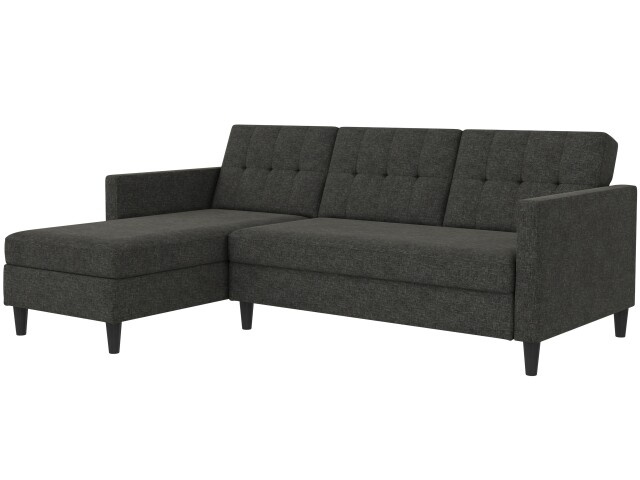Schlafsofa >Hannover< in Anthrazit, Leinenstoff-Optik - 213x82x153cm (BxHxT)