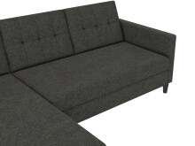 Schlafsofa >Hannover< in Anthrazit, Leinenstoff-Optik - 213x82x153cm (BxHxT)