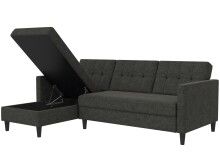 Schlafsofa >Hannover< in Anthrazit, Leinenstoff-Optik - 213x82x153cm (BxHxT)
