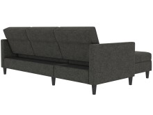 Schlafsofa >Hannover< in Anthrazit, Leinenstoff-Optik - 213x82x153cm (BxHxT)