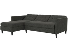 Schlafsofa >Hannover< in Anthrazit, Leinenstoff-Optik - 213x82x153cm (BxHxT)