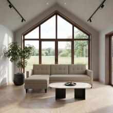 Schlafsofa >Hannover< in Cappuccino, Leinenstoff-Optik - 213x82x153cm (BxHxT)