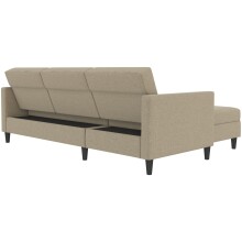 Schlafsofa >Hannover< in Cappuccino, Leinenstoff-Optik - 213x82x153cm (BxHxT)