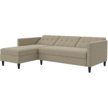 Schlafsofa >Hannover< in Cappuccino, Leinenstoff-Optik - 213x82x153cm (BxHxT)