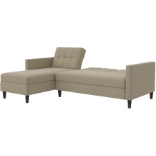 Schlafsofa >Hannover< in Cappuccino, Leinenstoff-Optik - 213x82x153cm (BxHxT)
