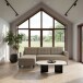Schlafsofa >Hannover< in Cappuccino, Leinenstoff-Optik - 213x82x153cm (BxHxT)