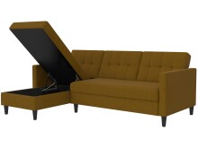 Schlafsofa >Hannover< in Curry, Leinenstoff-Optik - 213x82x153cm (BxHxT)