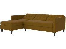 Schlafsofa >Hannover< in Curry, Leinenstoff-Optik - 213x82x153cm (BxHxT)