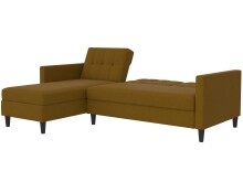 Schlafsofa >Hannover< in Curry, Leinenstoff-Optik - 213x82x153cm (BxHxT)
