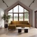 Schlafsofa >Hannover< in Curry, Leinenstoff-Optik - 213x82x153cm (BxHxT)
