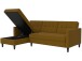 Schlafsofa >Hannover< in Curry, Leinenstoff-Optik - 213x82x153cm (BxHxT)