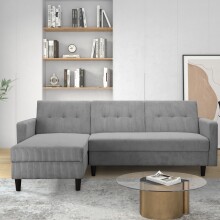 Schlafsofa >Hannover II< in Grau, Cord - 213x82x153cm (BxHxT)