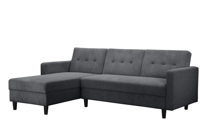 Schlafsofa >Hannover II< in dunkel-grau, Cord - 213x82x153cm (BxHxT)