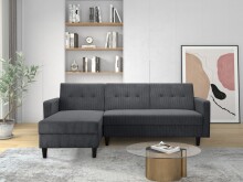 Schlafsofa >Hannover II< in dunkel-grau, Cord - 213x82x153cm (BxHxT)
