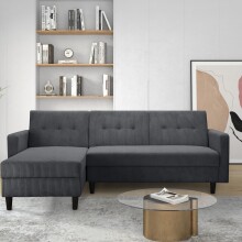 Schlafsofa >Hannover II< in dunkel-grau, Cord - 213x82x153cm (BxHxT)