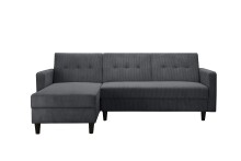 Schlafsofa >Hannover II< in dunkel-grau, Cord - 213x82x153cm (BxHxT)