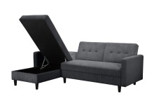 Schlafsofa >Hannover II< in dunkel-grau, Cord - 213x82x153cm (BxHxT)