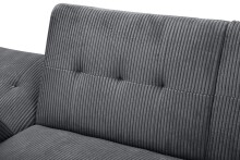 Schlafsofa >Hannover II< in dunkel-grau, Cord - 213x82x153cm (BxHxT)