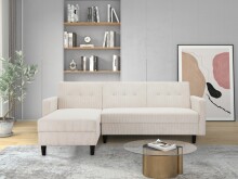Schlafsofa >Hannover II< in Creme-Weiß, Cord - 213x82x153cm (BxHxT)