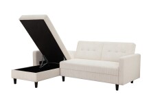 Schlafsofa >Hannover II< in Creme-Weiß, Cord - 213x82x153cm (BxHxT)