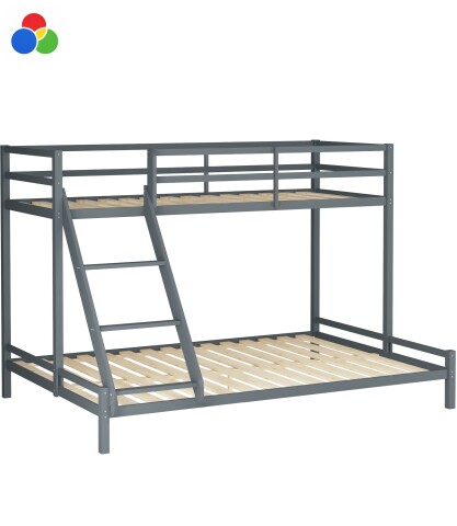 Etagenbett >Athen2< in Kiefer grau, weiss oder natur - 143x142x208cm (BxHxT)