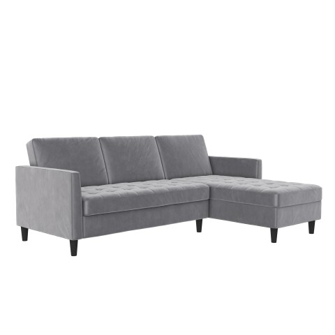 Schlafsofa >Palermo< in Grau, Samt - 213x82x154cm (BxHxT)
