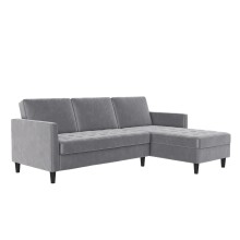 Schlafsofa >Palermo< in Grau, Samt - 213x82x154cm...