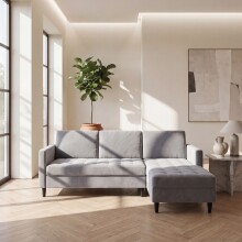 Schlafsofa >Palermo< in Grau, Samt - 213x82x154cm (BxHxT)