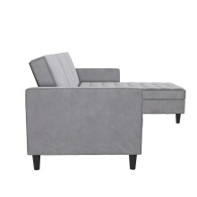 Schlafsofa >Palermo< in Grau, Samt - 213x82x154cm (BxHxT)