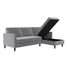 Schlafsofa >Palermo< in Grau, Samt - 213x82x154cm (BxHxT)