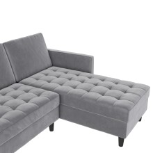 Schlafsofa >Palermo< in Grau, Samt - 213x82x154cm (BxHxT)
