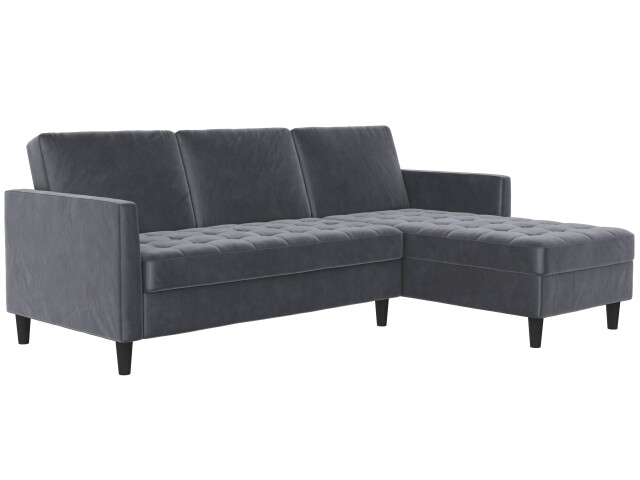 Schlafsofa >Palermo< in Anthrazit, Samt - 213x82x154cm (BxHxT)
