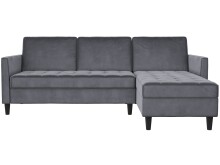 Schlafsofa >Palermo< in Anthrazit, Samt - 213x82x154cm (BxHxT)