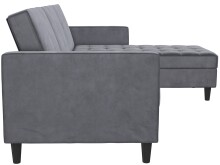Schlafsofa >Palermo< in Anthrazit, Samt - 213x82x154cm (BxHxT)