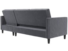 Schlafsofa >Palermo< in Anthrazit, Samt - 213x82x154cm (BxHxT)