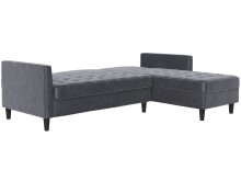 Schlafsofa >Palermo< in Anthrazit, Samt - 213x82x154cm (BxHxT)