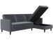 Schlafsofa >Palermo< in Anthrazit, Samt - 213x82x154cm (BxHxT)