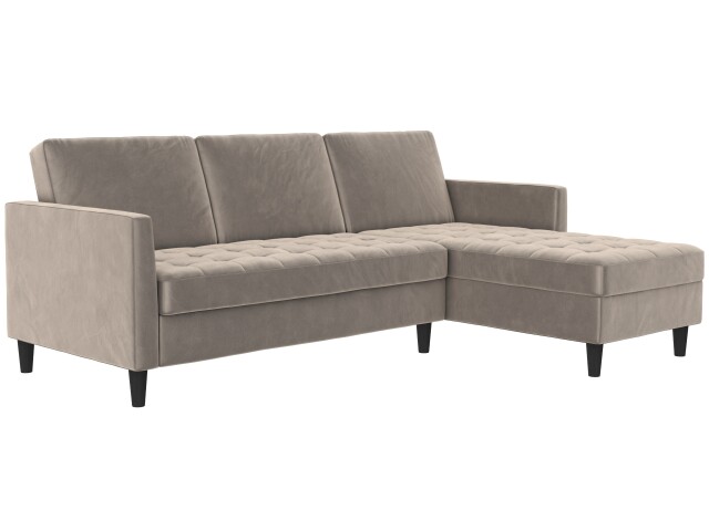 Schlafsofa >Palermo< in Taupe, Samt - 213x82x154cm (BxHxT)