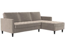 Schlafsofa >Palermo< in Taupe, Samt - 213x82x154cm...