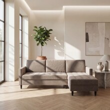 Schlafsofa >Palermo< in Taupe, Samt - 213x82x154cm (BxHxT)