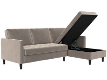 Schlafsofa >Palermo< in Taupe, Samt - 213x82x154cm (BxHxT)