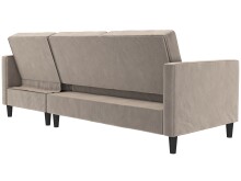 Schlafsofa >Palermo< in Taupe, Samt - 213x82x154cm (BxHxT)