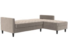 Schlafsofa >Palermo< in Taupe, Samt - 213x82x154cm (BxHxT)