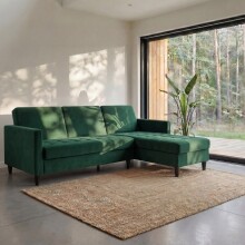 Schlafsofa >Palermo< in Dunkelgrün, Samt - 213x82x154cm (BxHxT)