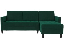 Schlafsofa >Palermo< in Dunkelgrün, Samt - 213x82x154cm (BxHxT)