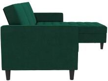 Schlafsofa >Palermo< in Dunkelgrün, Samt - 213x82x154cm (BxHxT)