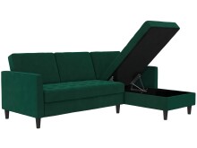 Schlafsofa >Palermo< in Dunkelgrün, Samt - 213x82x154cm (BxHxT)