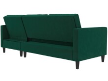 Schlafsofa >Palermo< in Dunkelgrün, Samt - 213x82x154cm (BxHxT)