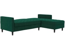 Schlafsofa >Palermo< in Dunkelgrün, Samt - 213x82x154cm (BxHxT)
