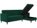 Schlafsofa >Palermo< in Dunkelgrün, Samt - 213x82x154cm (BxHxT)